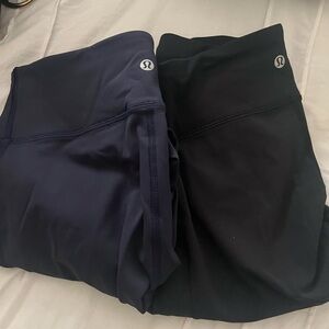 2 Lululemon Black and Navy Leggings- older style